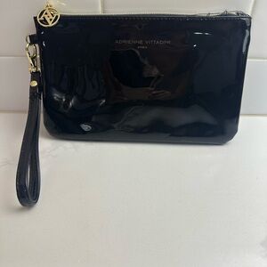 Adrienne Vittadini Black Patent Leather Wristlet Clutch with charging block